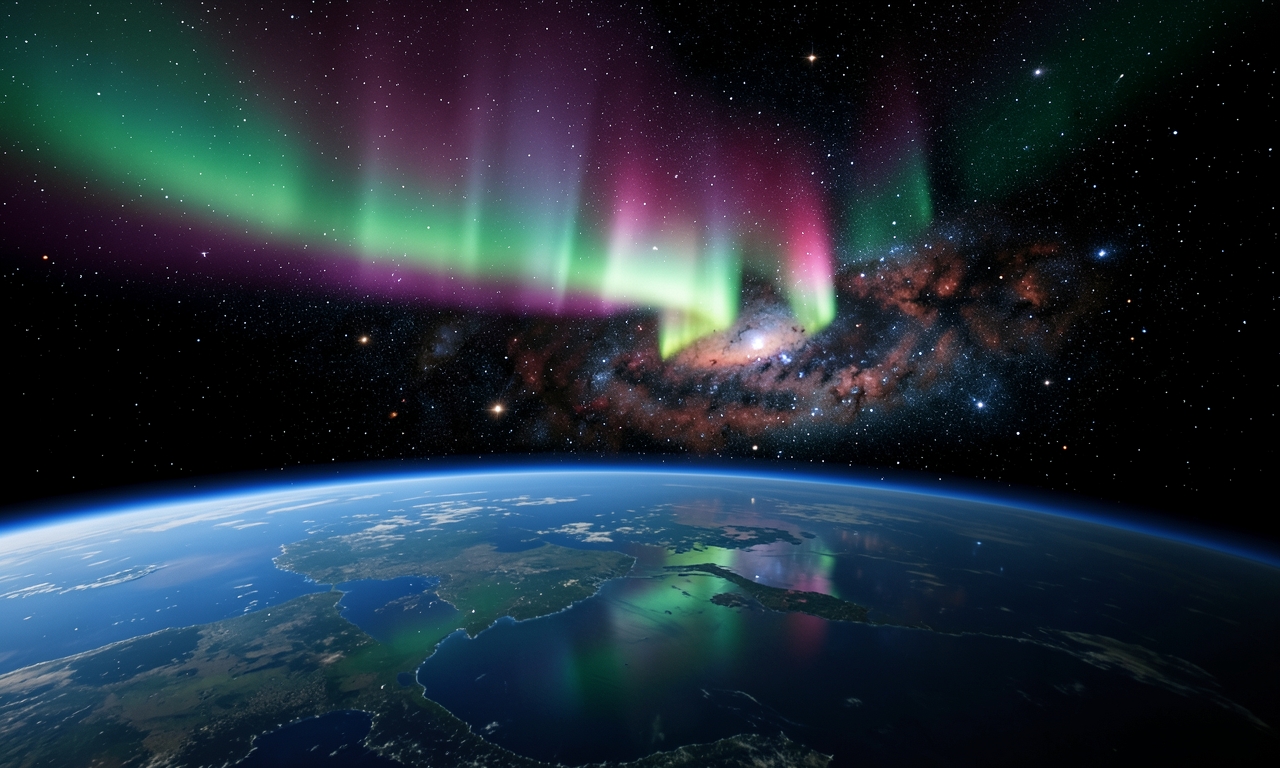 Southern Lights over the Indian Ocean Captured from the ISS