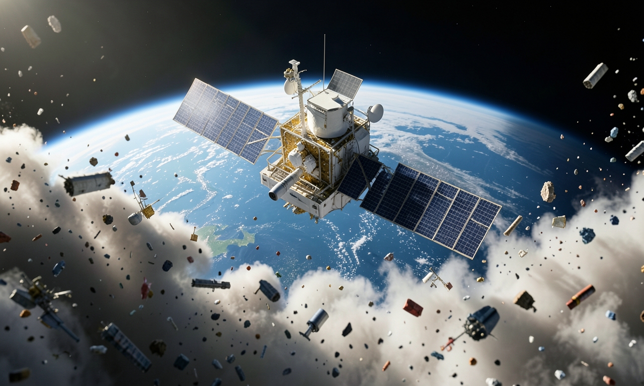 Debris cloud in busy geosynchronous orbit poses risk to costly satellites